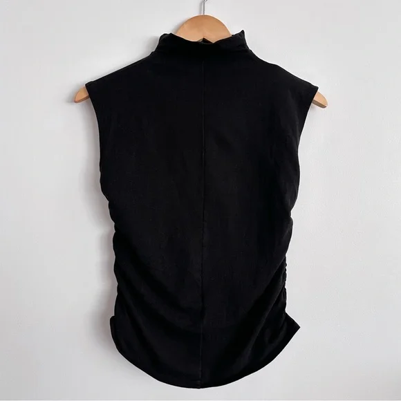 Quince Stretch Cotton Jersey Sleeveless Mock Neck Top in Black size M Medium - Picture 5 of 6